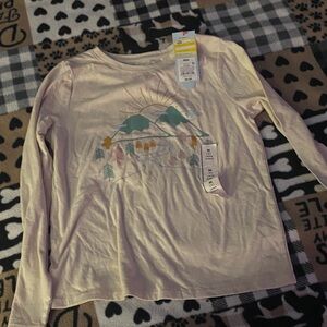 Cat & Jack Cream Long Sleeve Shirt with Nature Design